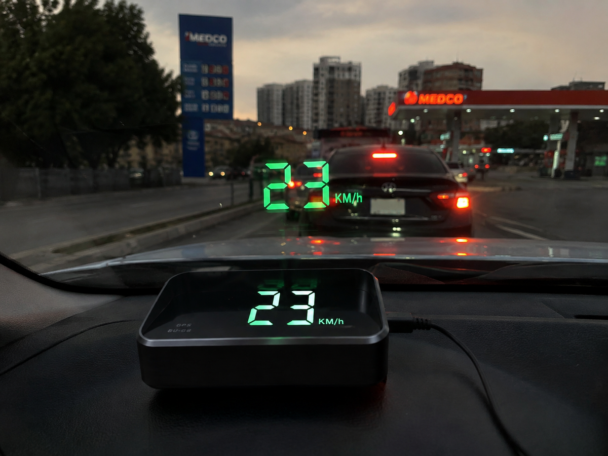 🚗 جهاز GPS HUD لعرض السرعة على الزجاج الأمامي | Smart GPS Head-Up Display