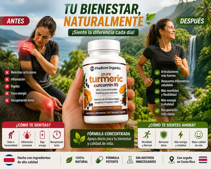 🔥 Pure Turmeric Curcumin 95% – 1000 mg | Apoyo Articular y Bienestar Diario