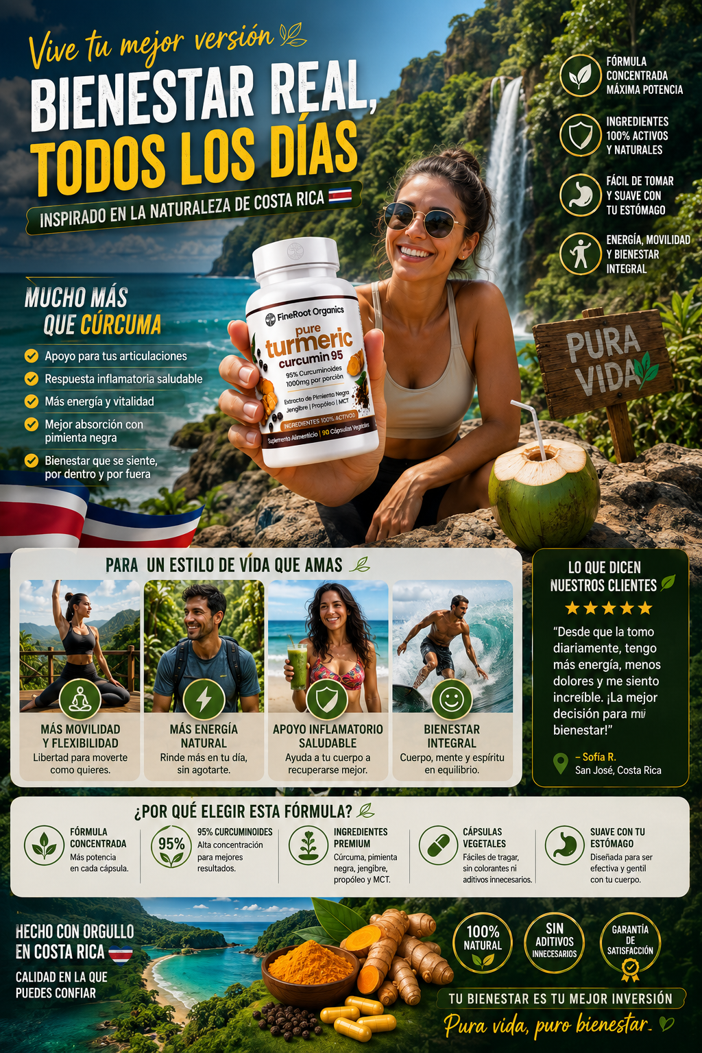 🔥 Pure Turmeric Curcumin 95% – 1000 mg | Apoyo Articular y Bienestar Diario