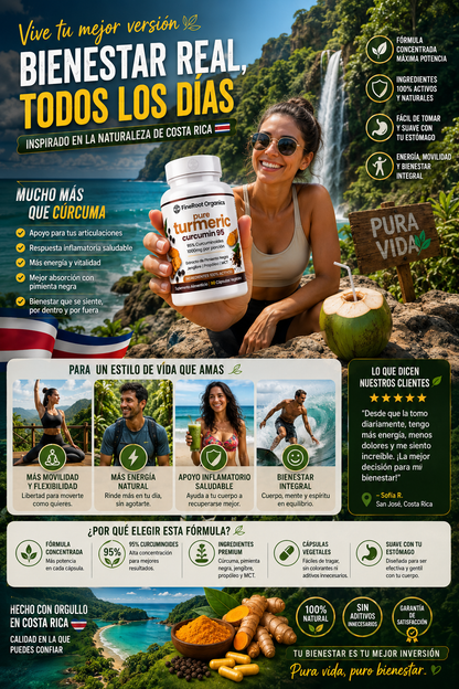 🔥 Pure Turmeric Curcumin 95% – 1000 mg | Apoyo Articular y Bienestar Diario